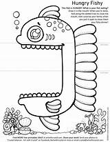 Printable Mouth Fish Hungry Big Craft Coloring Colouring Fishy Kids Crafts Crystal Pages Eating Activity sketch template
