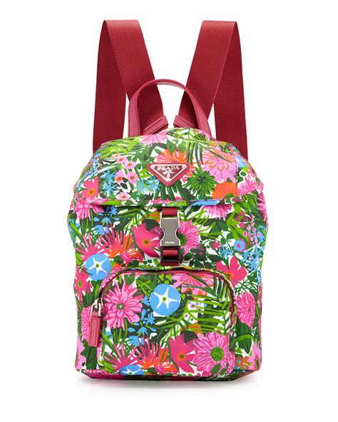 lyst prada nylon small floral print backpack