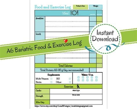 bariatric food journal template hq template documents