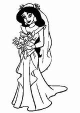 Coloring Pages Adult Printable Jasmine Princess Wedding Dress Colouring sketch template