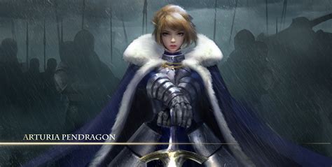 Armor Blonde Hair Blue Eyes Cape Fate Series Fate Stay