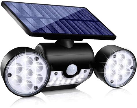 solar lights outdoor motion sensor  led solar flood light dual head spotlights ip waterproof