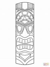 Tiki Coloring Mask Printable Totem Pages Drawing Pole Hawaiian Masks Template Crafts Luau Poles Party Faces Theme Easy Hawaii Maske sketch template
