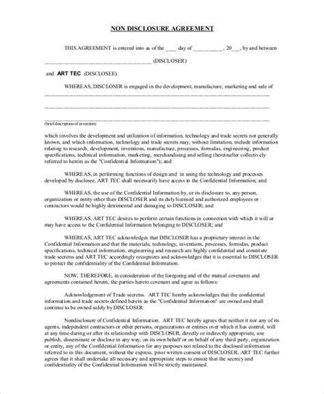 Free 29 Sample Non Disclosure Agreement Templates In Pdf