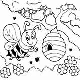 Bee Coloring Honey Pages Bees Printable Surfnetkids Sheets Colouring Preschoolers Hive Kids Color Flower Cute Queen Buzzing Pollen Cartoon Spring sketch template