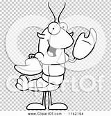 Lobster Crawdad Mascot Waving Outlined Thoman Cory sketch template