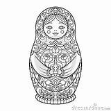 Vector Matryoshka Coloring Book Adults Illustration Zentangle Adult Style sketch template