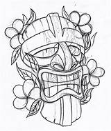 Tiki Tattoo Drawing Man Flash Drawings Draw Maori Tattoos Mask Totem Hawaiian Tribal Maske God Happy Paintingvalley Head Studio Clip sketch template