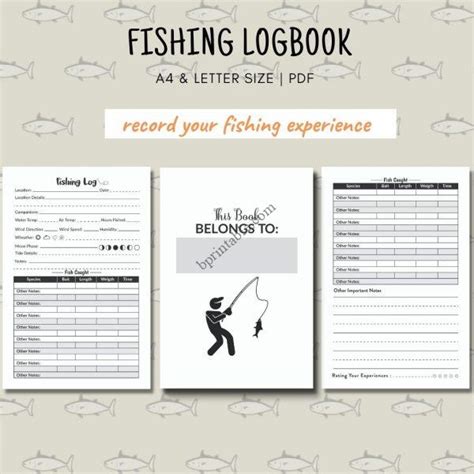 fishing journal log bprintablecom