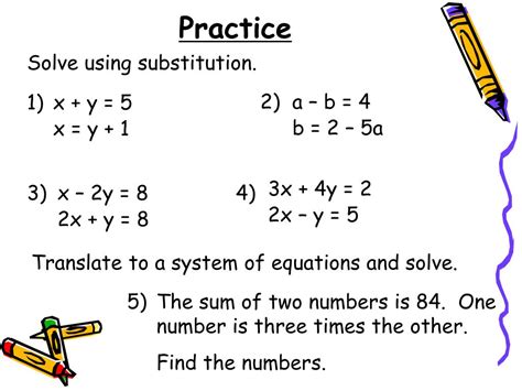 solving systems  equations  substitution method powerpoint