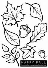 Coloring Fall Leaves Pages Clip Acorns Autumn Printable Leaf Sheets Acorn Crafts Okpls Color Template Kids Club Thanksgiving Adult Visit sketch template