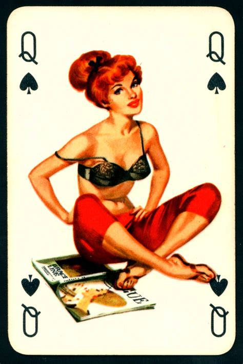 Pin Up Playing Card Queen Of Spades C1950 S