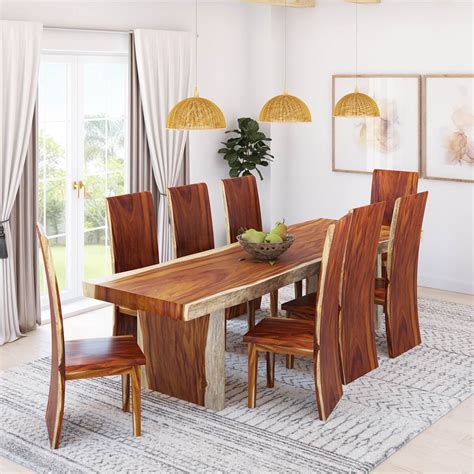 chair dining room set modern rustic solid wood  square pedestal dining table  chairs
