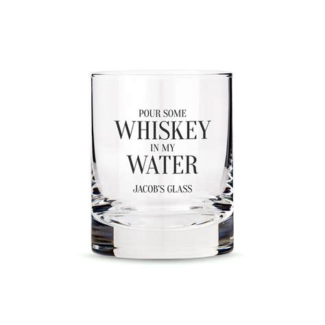 Personalized Whiskey Glasses With Whiskey In My Water Print Whiskey