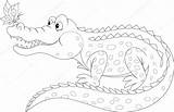 Crocodile Butterfly Stock Coloring Vector Outline Depositphotos Illustration Alexbannykh sketch template