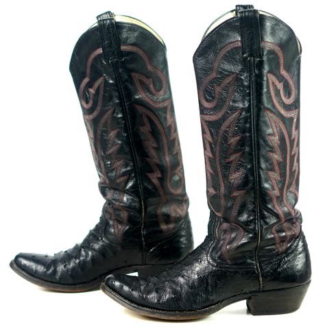 custom black full quill ostrich cowboy western boots  tall knee  womens  oldrebelboots