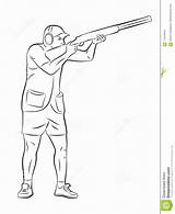 Trap Shooter Vector Drawing Silhouette Firing Man Illustration Preview sketch template