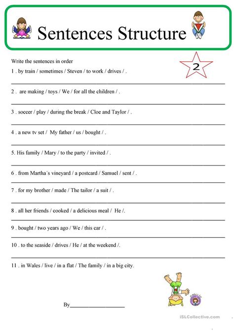 sentence structure worksheets db excelcom