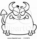 Devil Chubby Mad Clipart Cartoon Cory Thoman Outlined Coloring Vector sketch template