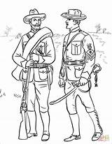 Coloring Spanish War American Soldiers Pages Drawing sketch template