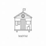 Beach Hut Drawing Line Template sketch template