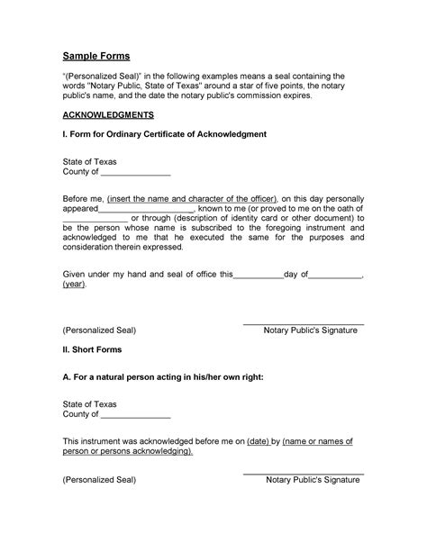 texas notary statement template tutoreorg master  documents