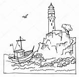 Cliff Drawing Lighthouses Lighthouse Coloring Sea Pages Template Getdrawings sketch template