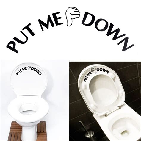 put   bathroom toilet seat hand vinyl decal sticker sign reminder