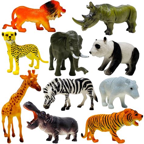 wild safari animal figure toys  pack educational action figurines  kids set  zoo