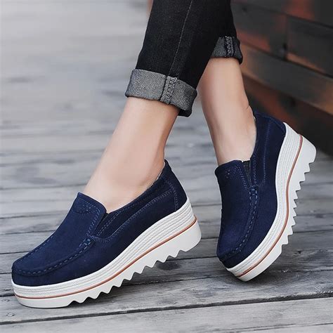 spring women flats shoes platform sneakers shoes leather suede casual shoes slip  flats