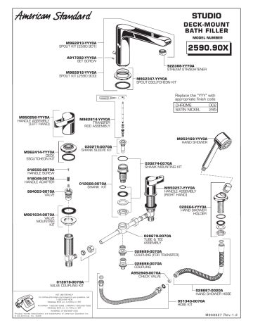 american standard  studio deck mount bathtub faucet parts diagram manualzz