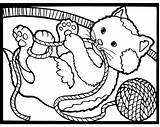 Coloring Pages Kittens Cat Cats Kitten Yarn Books sketch template