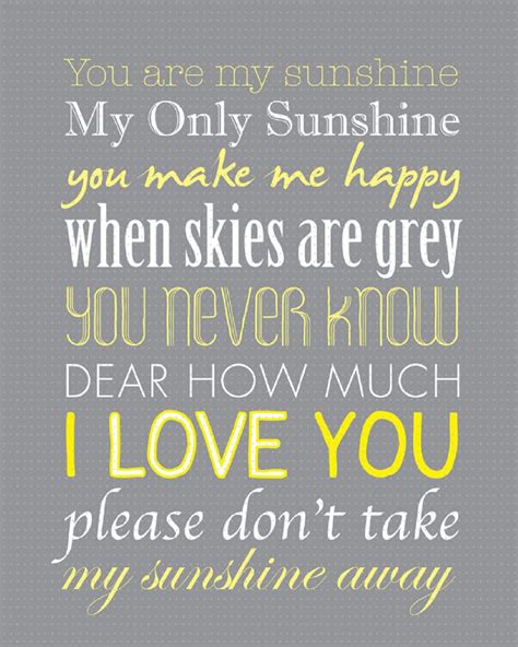 sunshine printable lyrics artwork grey  typography