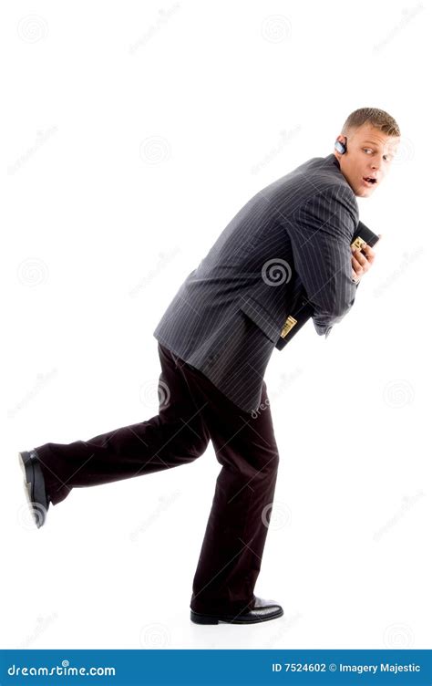 scared businessman running stock photography image