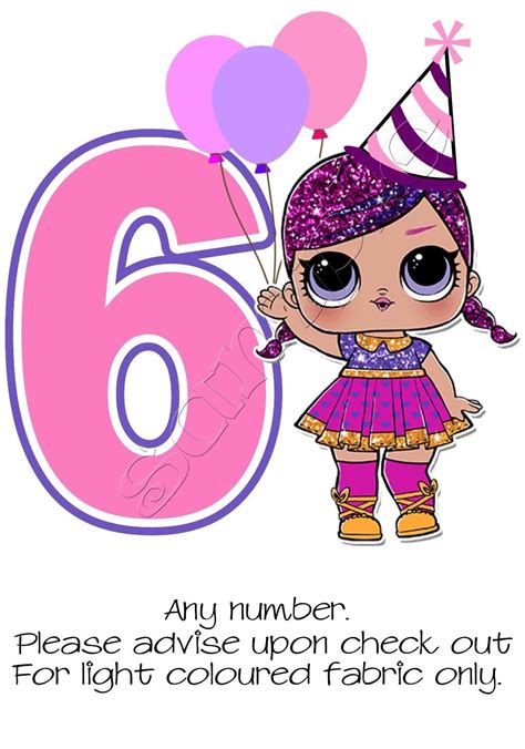 iron  transfer personalised birthday  number lol doll surprise