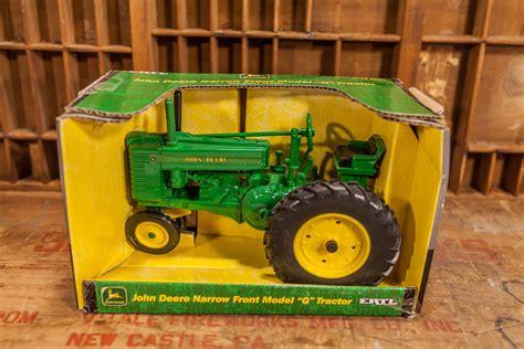 vintage die cast john deere model  tractor ertl green yellow toy tractor