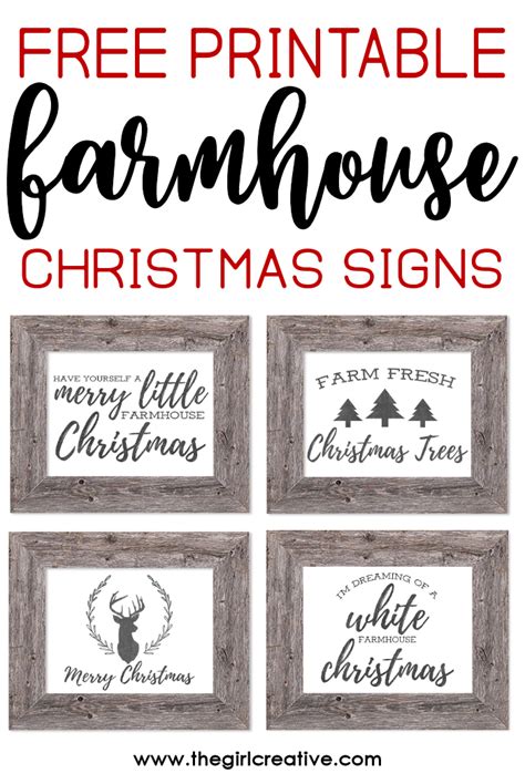 printable farmhouse christmas signs  girl creative
