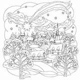 Coloring Pages Village Christmas Printable Winter Getcolorings Color Kids sketch template