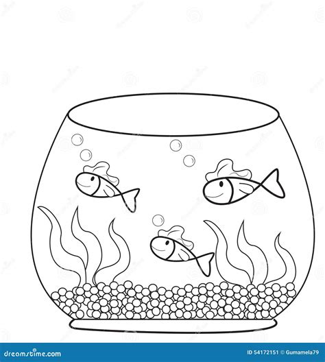 fish   fish bowl coloring page stock illustration illustration