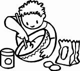 Coloring Stirring Boy Wecoloringpage sketch template