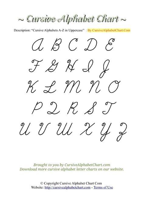 cursive alphabet chart  arrows uppercase cursive alphabet