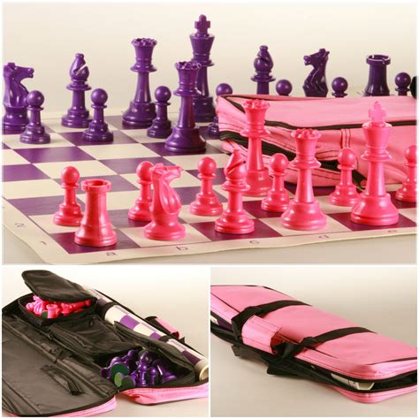 club chess set color combo  pink  purple fun colors chess set