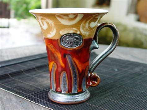 christmas gift ceramics  pottery coffee mug red tea mug unique