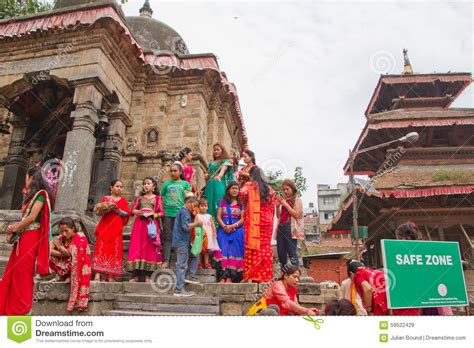 Women At Teej Festival Durbar Square Kathmandu Nepal Editorial Stock