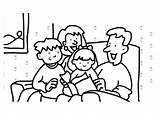 Coloring Family Reading Large sketch template