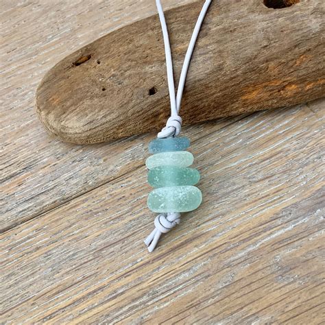 Stacked Sea Glass Pendant Ombre Beach Glass Necklace With And