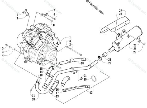 arctic cat atv  oem parts diagram  engine  exhaust partzillacom