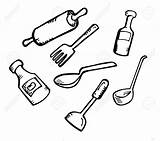 Utensils Kitchen Drawing Clipart Getdrawings sketch template