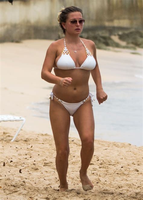 zara holland in a white bikini on the beach in barbados 04 15 2019
