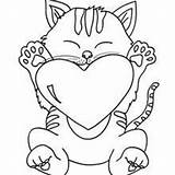 Coloring Valentine Pages Heart Cat Valentines Printable Google sketch template